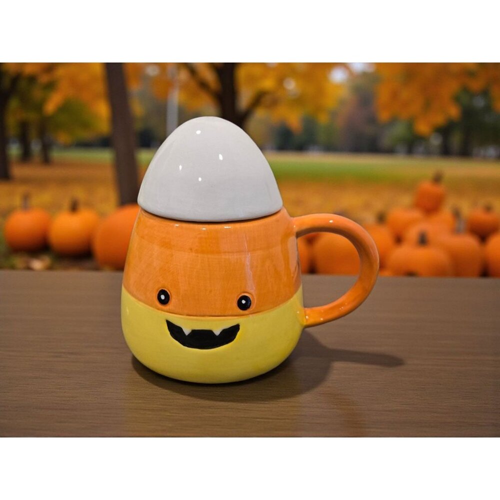 New Halloween Orange / Yellow Vampire Happy Candy Corn Spooky Coffee Tea Mug